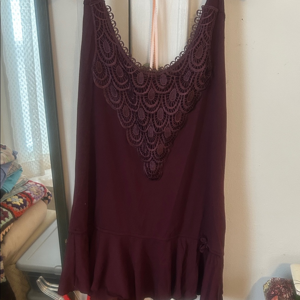 Apt. 9 Plum Lace Detail Top